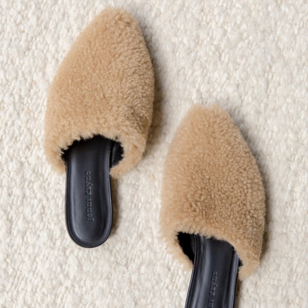 Jenni Kayne shearling mules in natural NWOB